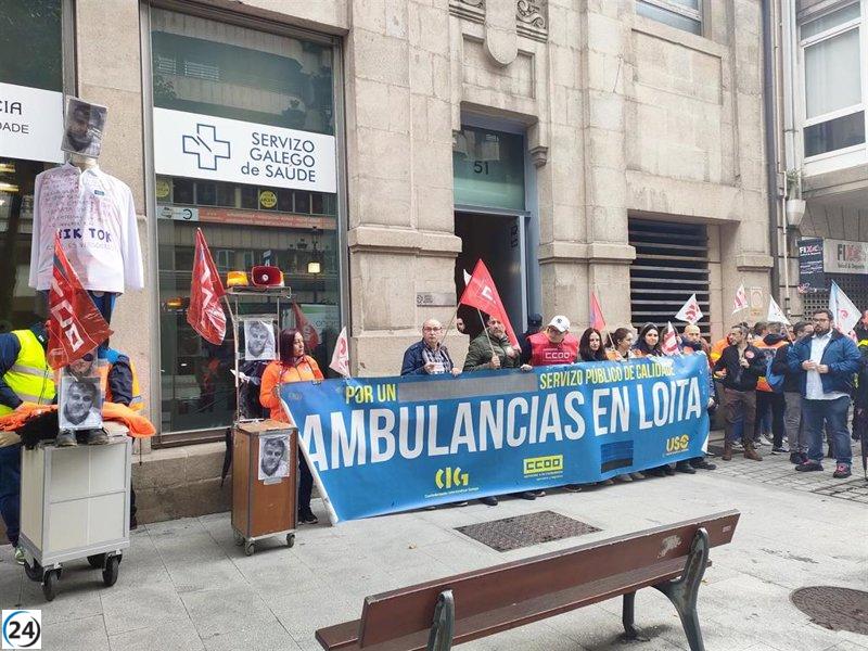 Huelga indefinida de ambulancias en Vigo, Cangas y Moaña podría colapsar el servicio, advierten sindicatos.