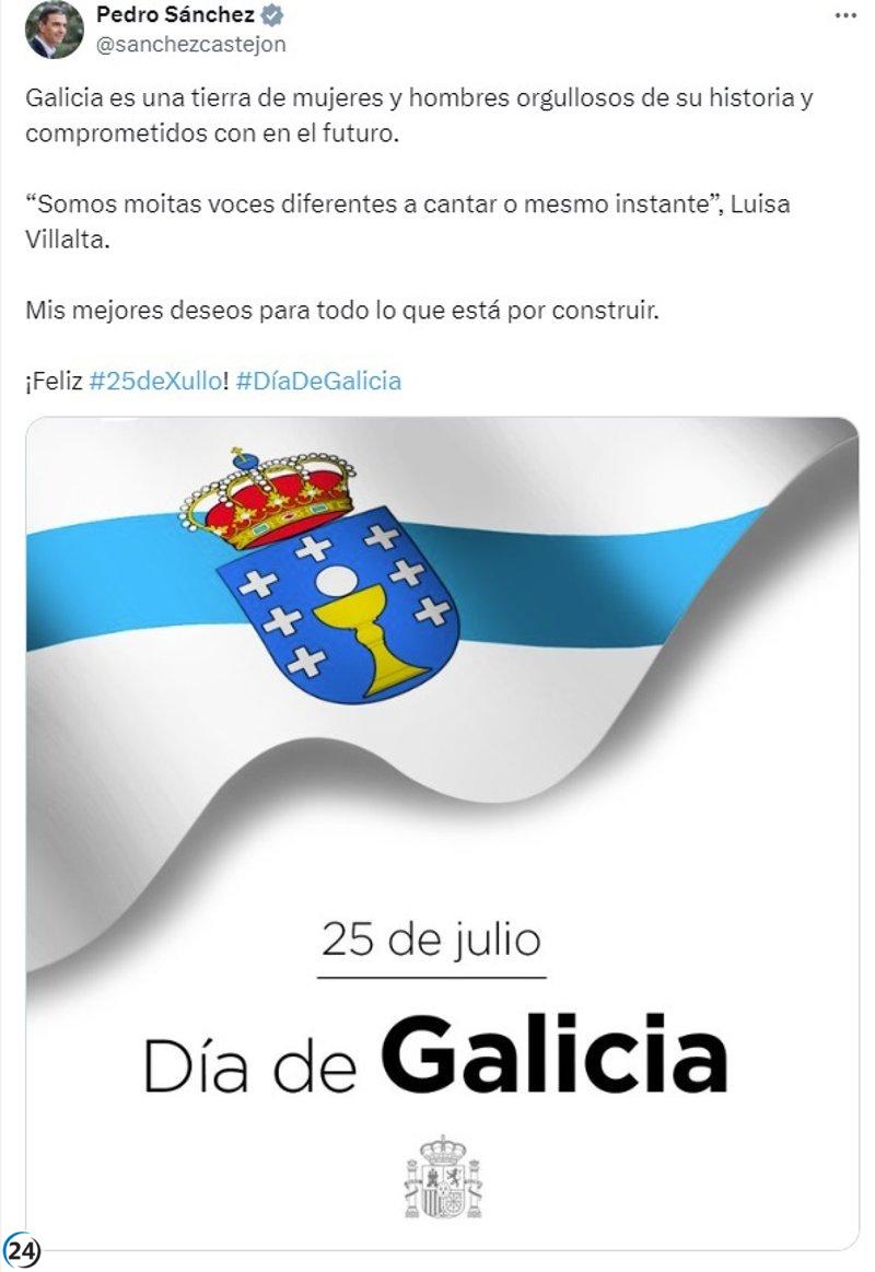 Sánchez destaca a Galicia como tierra de orgullo y compromiso histórico