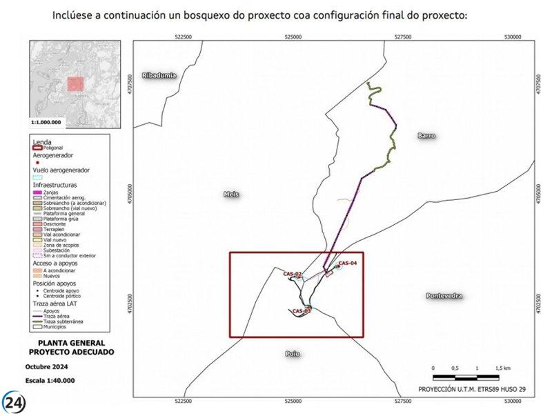 La Xunta aprueba el trámite ambiental de un parque eólico en la ría de Pontevedra, a pesar de la oposición vecinal.