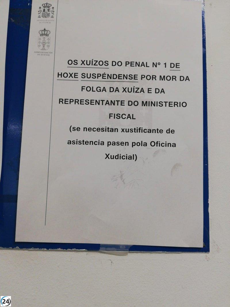 Huelga en la justicia alcanza un 75% de adhesión en Galicia, con múltiples juicios interrumpidos.