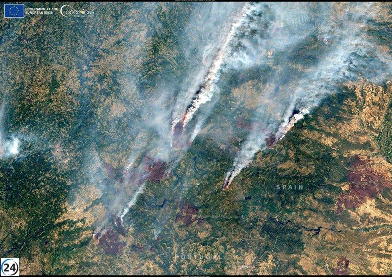 Incendios forestales en el noroeste español destacan en la jornada de Copernicus.