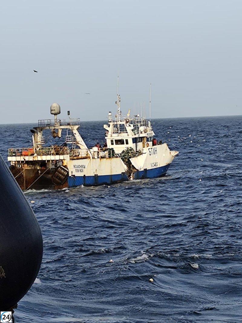 Capturados el capitán y el primer oficial del barco que chocó con un buque gallego en Mauritania.