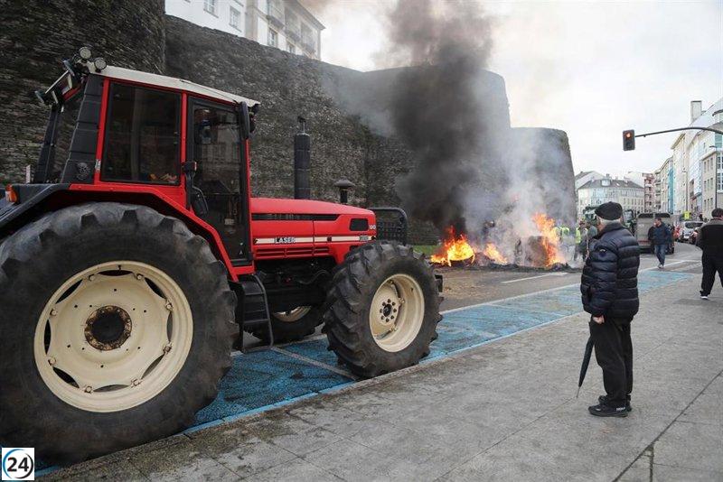 Ganaderos de Lugo levantan protestas tras la decisión del Parlamento Europeo de cuestionar el pacto UE-Mercosur.