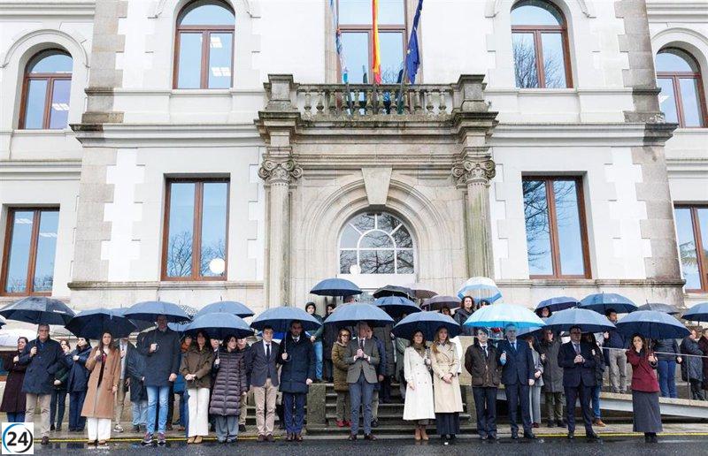 Xunta guarda un minuto de silencio por el feminicidio en Mos y urge a víctimas a alzar la voz.