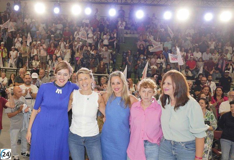 Díaz consigue el voto femenino y de los trabajadores con Vázquez, Montero y el himno de C. Tangana.