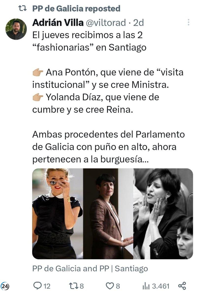 El BNG solicita a Rueda que repudie al concejal del PP por sus comentarios despectivos hacia Pontón y Yolanda Díaz