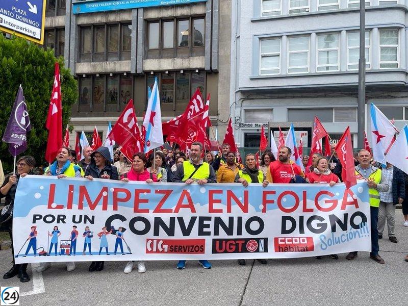 Huelga de limpieza en Lugo: casi un 100% de participación denunciada por sindicatos ante servicios mínimos considerados abusivos