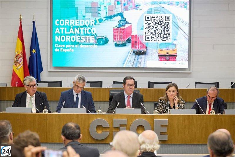 Patronales del noroeste se unen con la CEOE para exigir al Gobierno el impulso del Corredor Atlántico.