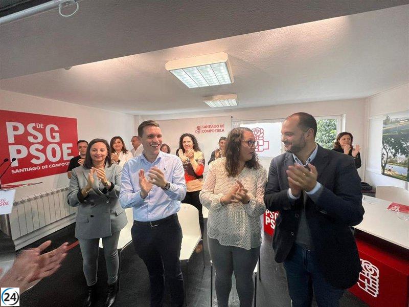 Aitor Bouza lidera la ejecutiva del PSOE de Santiago junto a Marta Álvarez Santullano y Pedro Blanco.