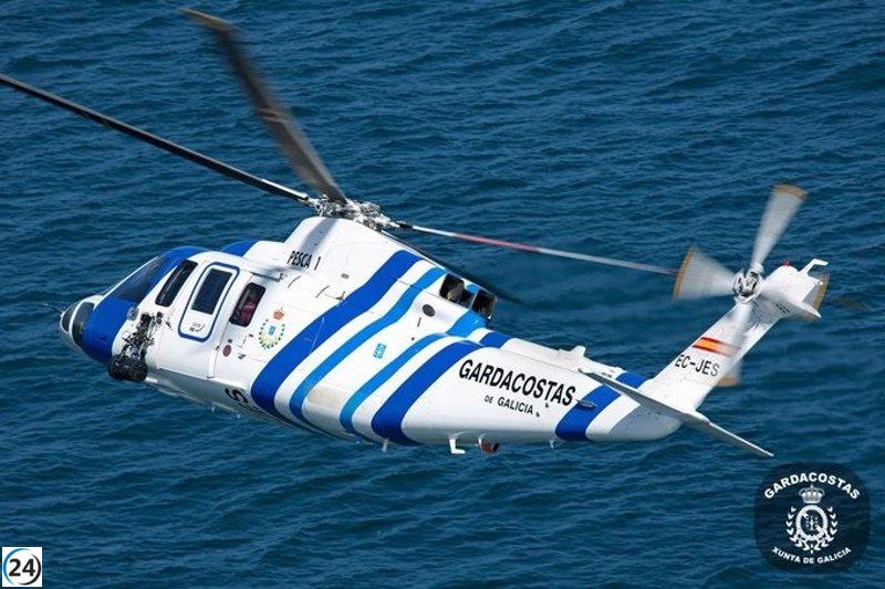 Exitosa operación de rescate en la costa de A Coruña salva a los cuatro tripulantes de un barco pesquero hundido cerca de Monte Louro, en Muros