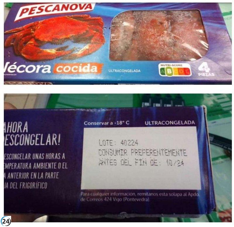 Análisis confirman ausencia de 'Salmonella' en nécoras cocidas de Pescanova, desmintiendo alerta de Consumo.