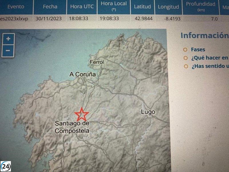 Fuerte terremoto de magnitud 3,3 en Oroso (A Coruña) sacude las comarcas de Santiago y Ordes
